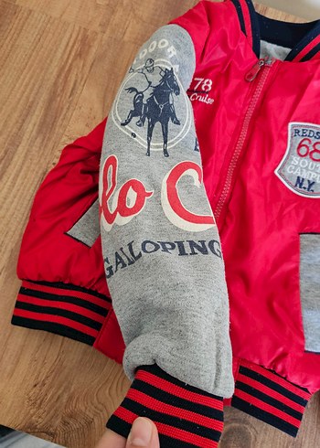 Gri ve Kırmızı Erkek Bebek montu - Görsel 4