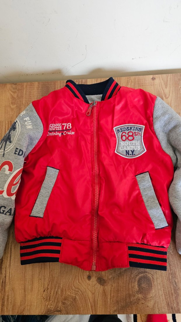 Gri ve Kırmızı Erkek Bebek montu - Görsel 2