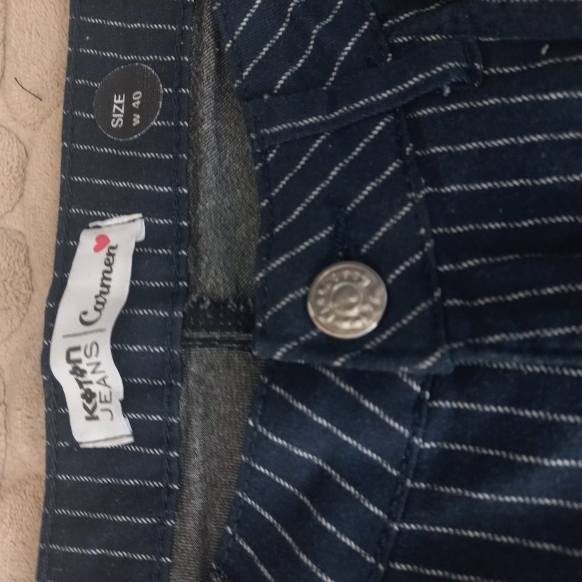 Lacivert Çizgili Denim Kadın Pantolon - Görsel 2