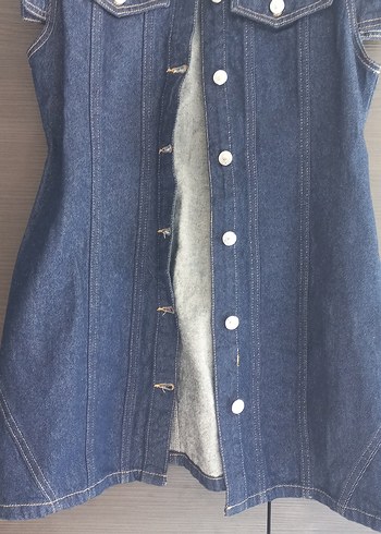 DeFacto Kadın Lacivert Düğmeli Denim Elbise - Görsel 2