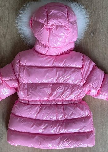 Bg store Kız Çocuk Pembe Kapüşonlu Kürklü Mont - Görsel 3