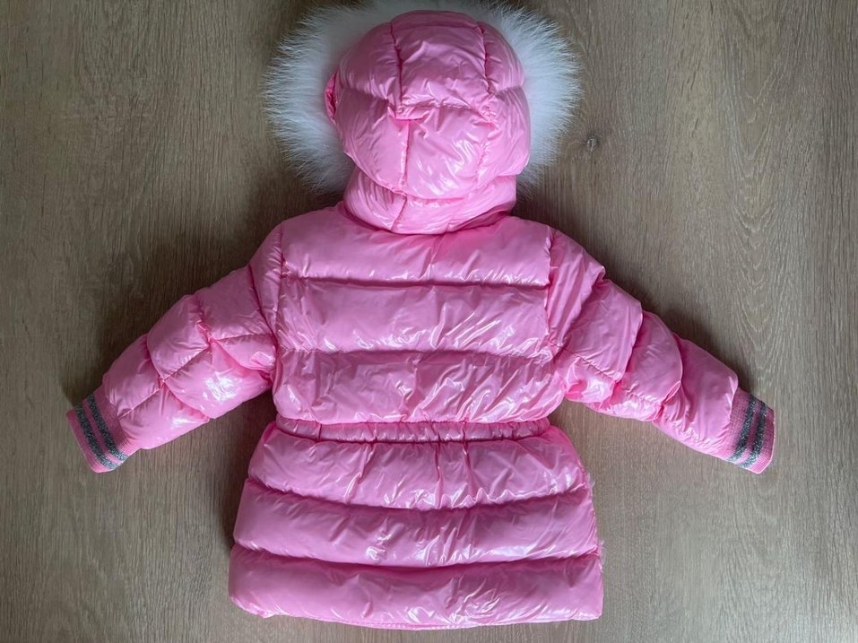 Bg store Kız Çocuk Pembe Kapüşonlu Kürklü Mont - Görsel 3