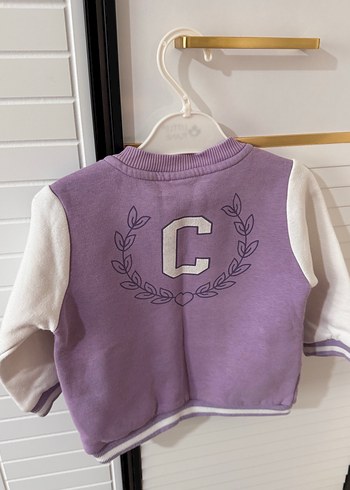 Mor Baskılı Fermuarlı Kız Çocuk Ceket - Görsel 2