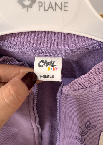 Mor Baskılı Fermuarlı Kız Çocuk Ceket - Görsel 5