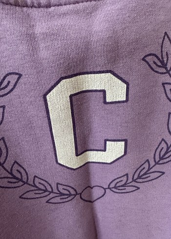 Mor Baskılı Fermuarlı Kız Çocuk Ceket - Görsel 3