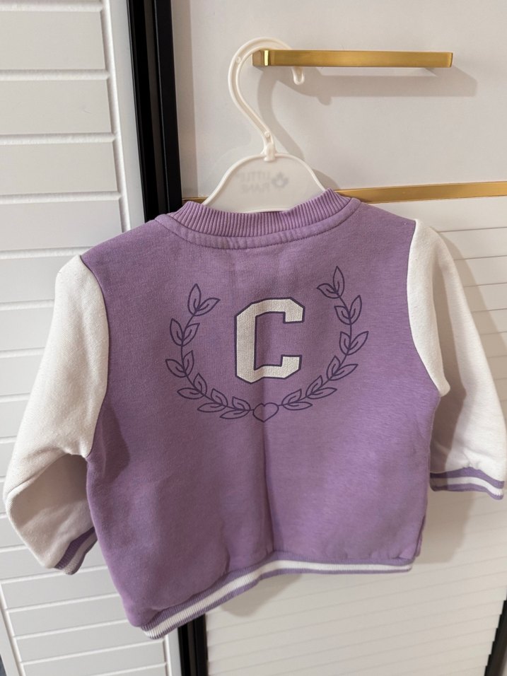 Mor Baskılı Fermuarlı Kız Çocuk Ceket - Görsel 2