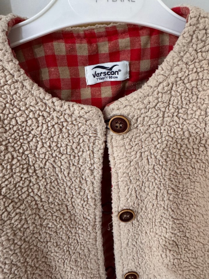 Teddy Kız Çocuk Düğmeli Kahverengi Hırka - Görsel 3