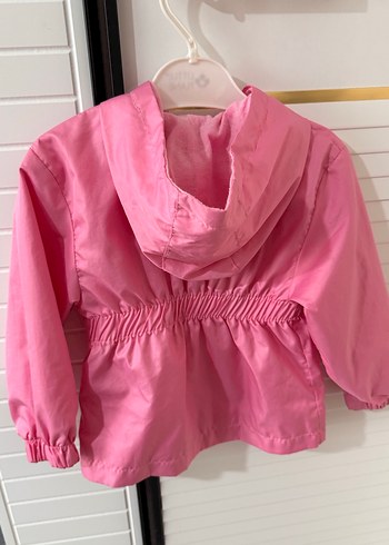 Kız Çocuk Parlak Pembe Fermuarlı Yağmurluk - Görsel 2