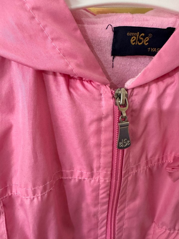 Kız Çocuk Parlak Pembe Fermuarlı Yağmurluk - Görsel 4