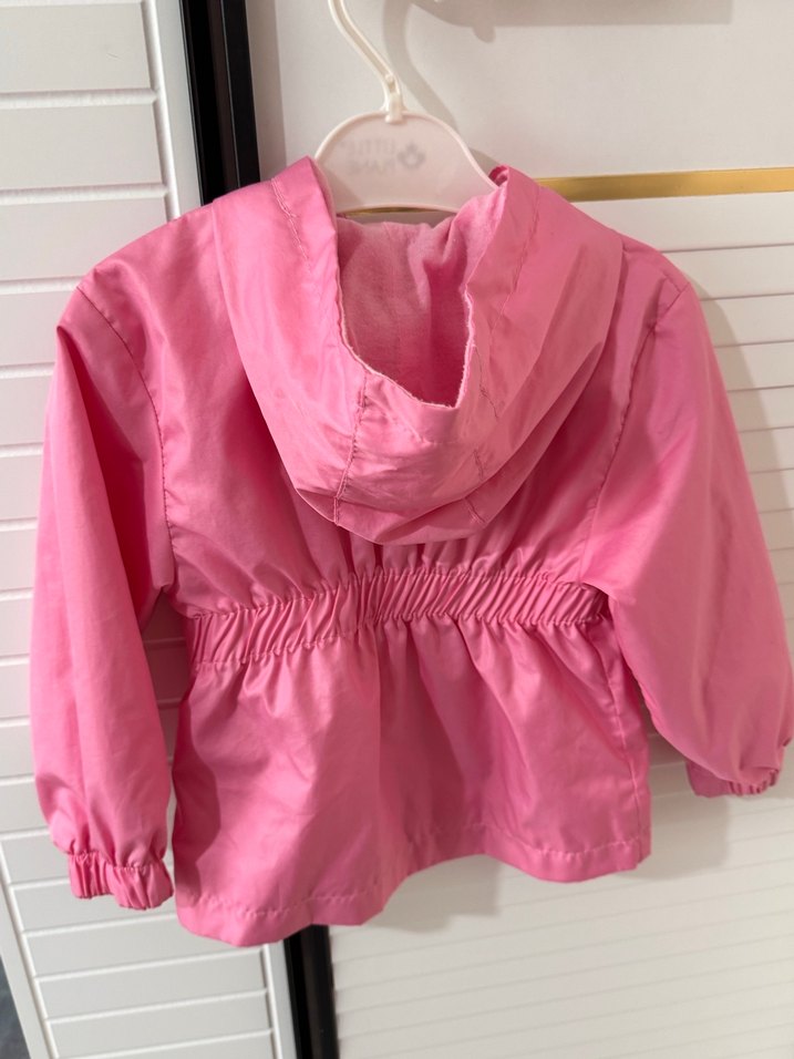 Kız Çocuk Parlak Pembe Fermuarlı Yağmurluk - Görsel 2