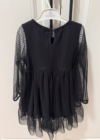 Kız Çocuk Siyah Uzun Kollu Fırfırlı Elbise - Görsel 3