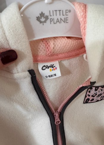 Kız Çocuk Beyaz Kapüşonlu Fermuarlı Ceket - Görsel 2