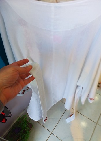 universal Beden beyaz Renk Nakışlı Bohem yarasa kolBluzu
