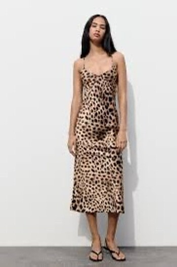 Zara Zara saten leopar elbise