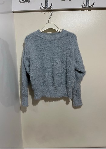 Bershka Pastel Mavi Pelus Triko Kazak Rahat Ve Sik