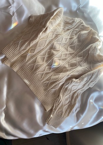 Bej Nakışlı Bohem Örgü Kadın Kazak - Görsel 3