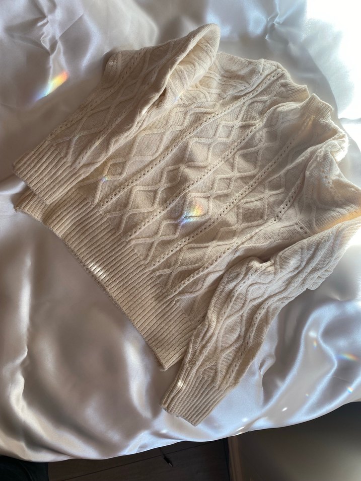 Bej Nakışlı Bohem Örgü Kadın Kazak - Görsel 3