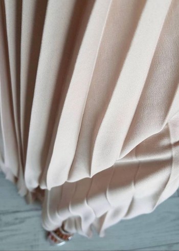 Bej Piliseli Uzun Bohem Elbise - Görsel 3