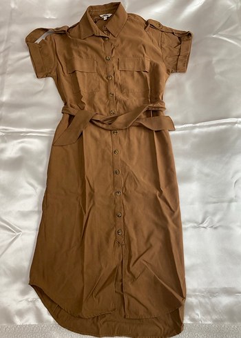 Kahverengi Kemerli Uzun Kadın Elbise - Görsel 3