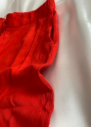 Kırmızı Salaş Midi Kadın Pantolon - Görsel 3