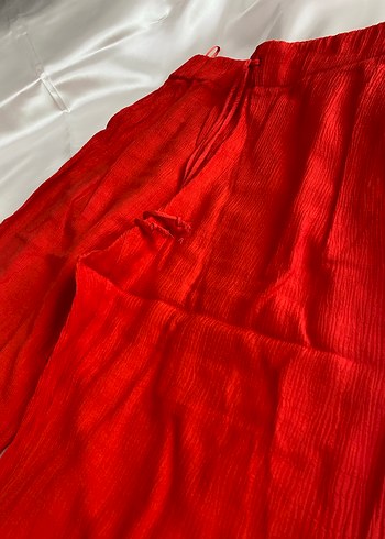 Kırmızı Salaş Midi Kadın Pantolon - Görsel 2