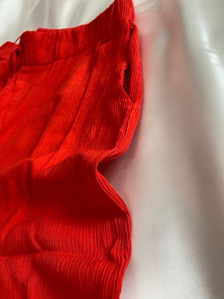 Kırmızı Salaş Midi Kadın Pantolon - Görsel 3