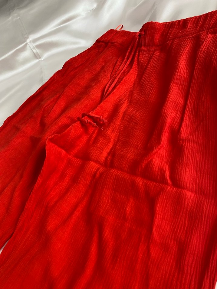 Kırmızı Salaş Midi Kadın Pantolon - Görsel 2