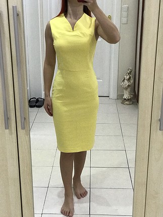 xs Beden Sarı Adl marka şık elbise