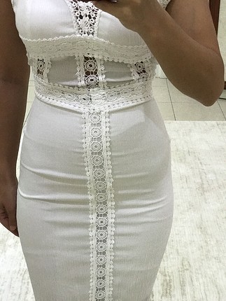 s Beden beyaz Renk Beyaz dantel detay şık elbise
