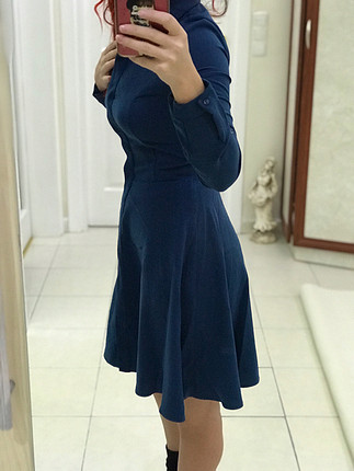 Trendyol & Milla Petrol mavi gömlek elbise