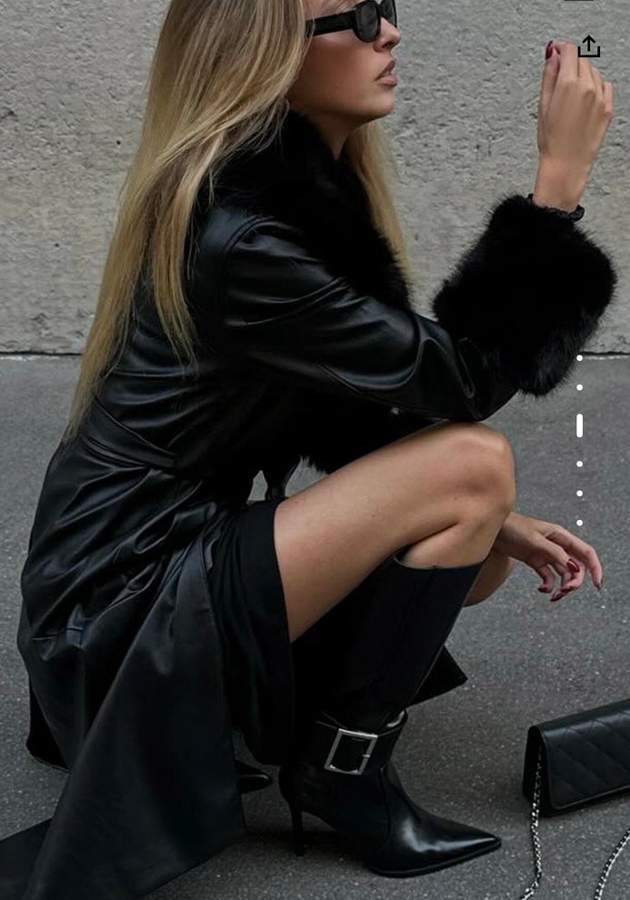 Bershka kürklü deri kaban - Görsel 4