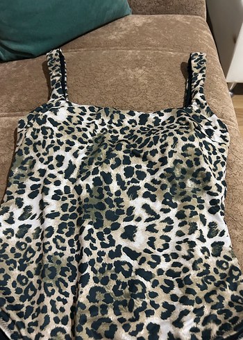Kahverengi Leopar Desenli Kadın Mayo - Görsel 4
