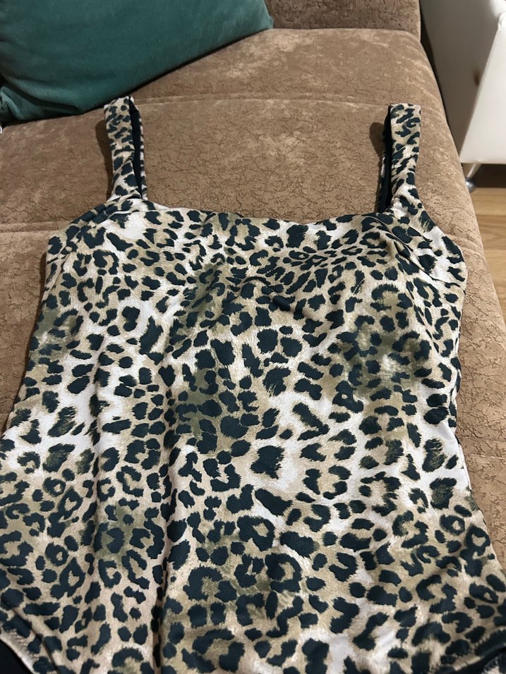 Kahverengi Leopar Desenli Kadın Mayo - Görsel 4