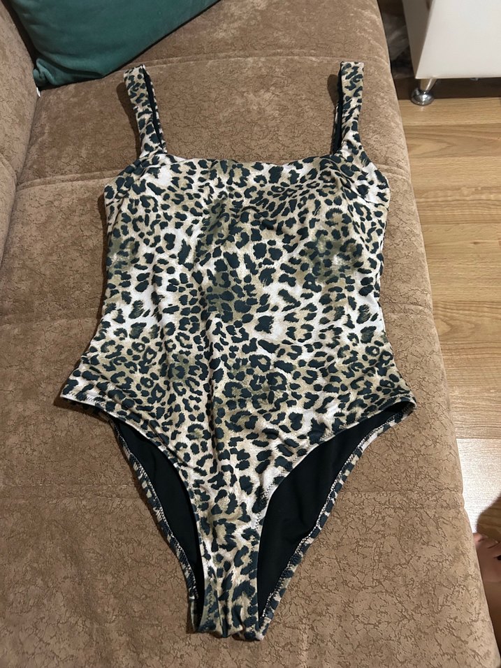 Kahverengi Leopar Desenli Kadın Mayo - Görsel 5