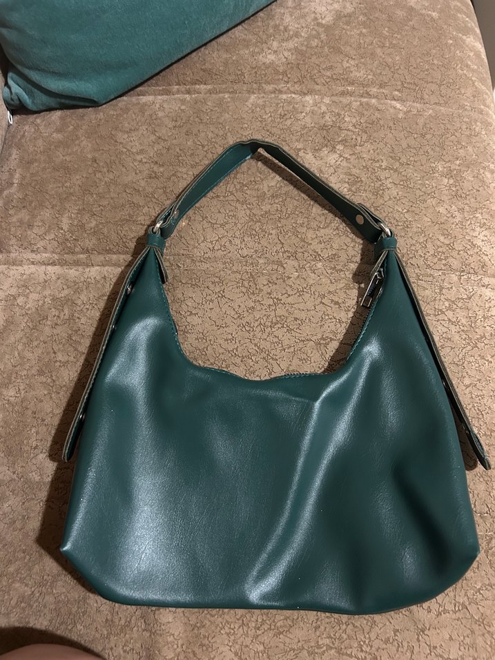 Yeşil Deri Tokalı Kadın Çanta - Görsel 2