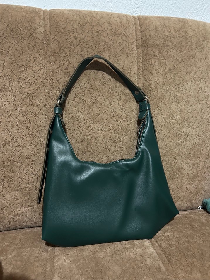 Yeşil Deri Tokalı Kadın Çanta - Görsel 3