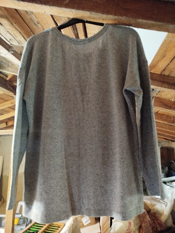 Gri Örgü Kedi Desenli Street Wear Kazak - Görsel 2