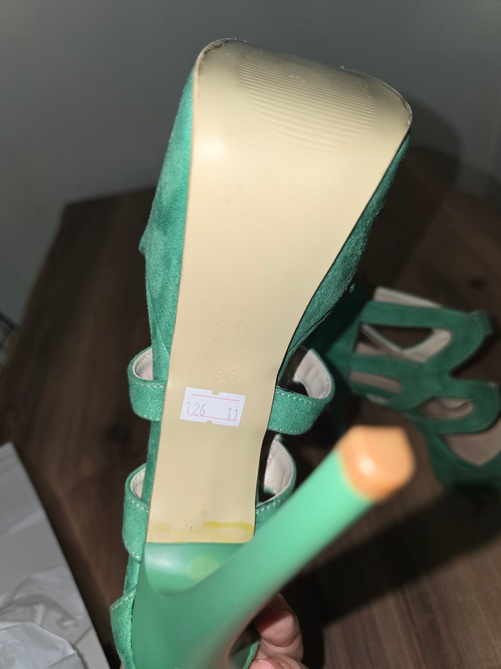 Yeşil Süet yüksek  Platform Topuklu Kadın Ayakkabı - Görsel 4