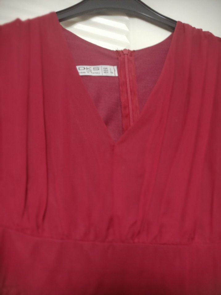 Bordo Uzun Kollu Bohem V Yaka Elbise - Görsel 2