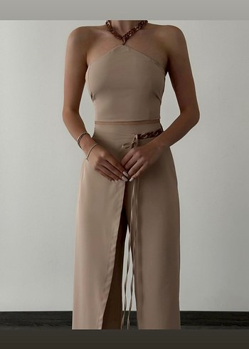 Bej Zincir Detaylı Kadın Body Chain - Görsel 3