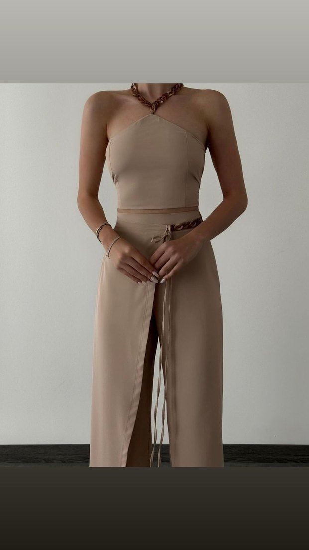 Bej Zincir Detaylı Kadın Body Chain - Görsel 3