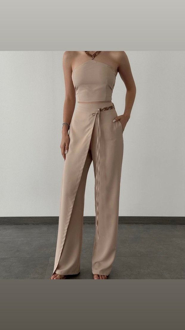 Bej Zincir Detaylı Kadın Body Chain - Görsel 2