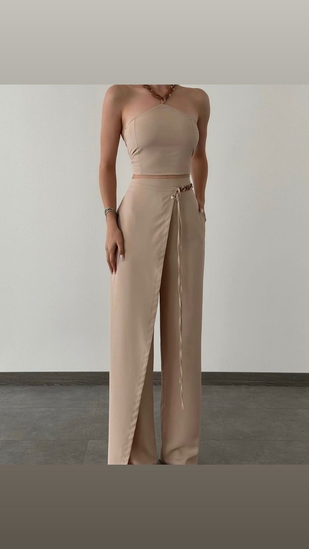 Bej Zincir Detaylı Kadın Body Chain - Görsel 4