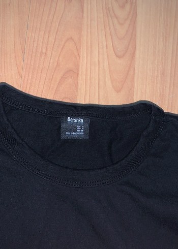 Erkek Bershka  Siyah Kolsuz Basic T-shirt - Görsel 2