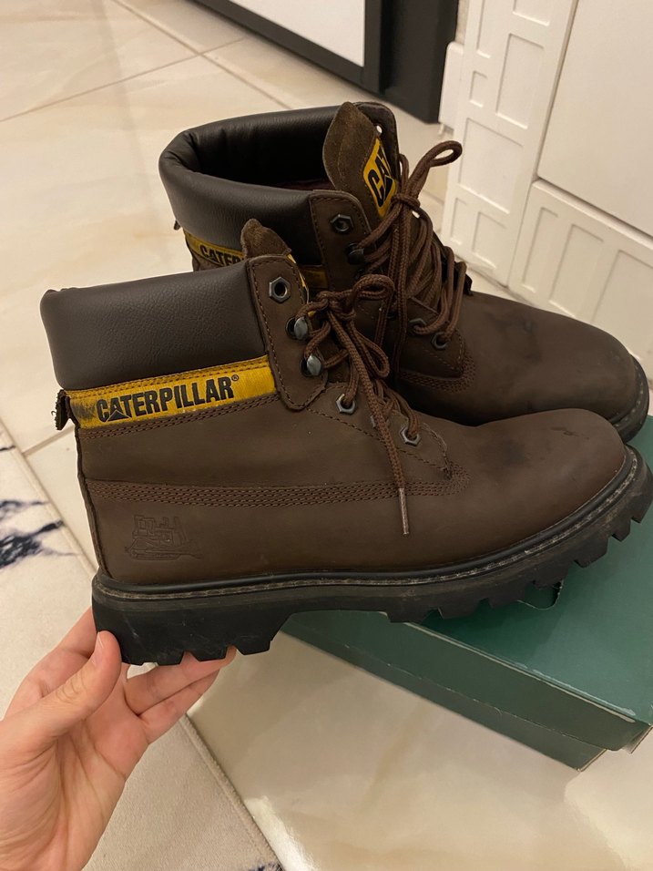 Erkek Kahverengi Deri Caterpillar Botlar - Görsel 2