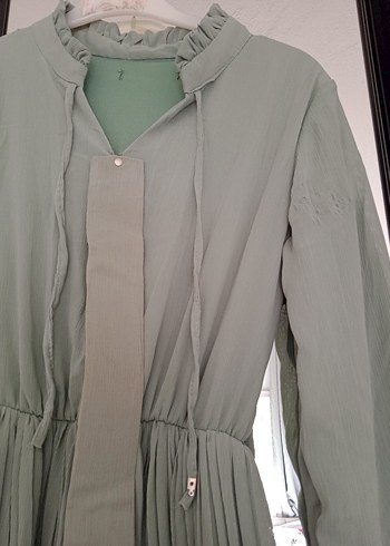 Uzun Kollu, Belden Kemerli Kadın Elbise - Görsel 5