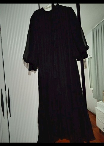 Uzun Siyah Piliseli n Elbise - Görsel 5