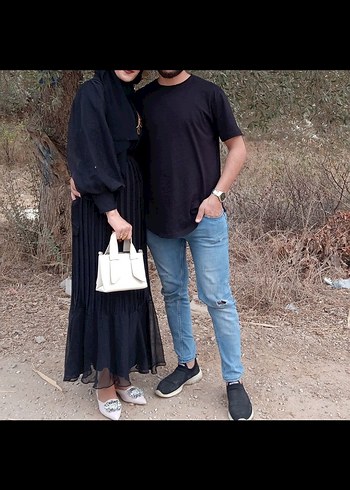 Uzun Siyah Piliseli n Elbise - Görsel 2