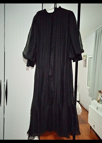 Uzun Siyah Piliseli n Elbise - Görsel 4