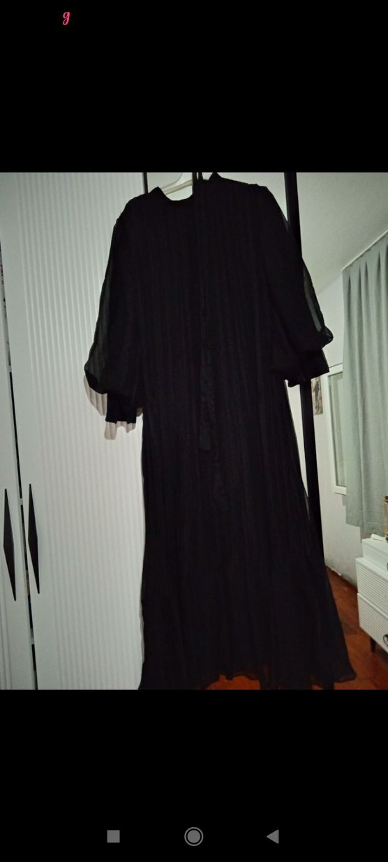 Uzun Siyah Piliseli n Elbise - Görsel 5